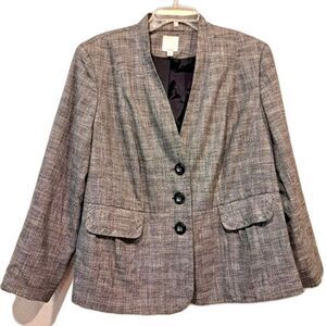 Halogen Business Casual Blazer Tweed Jacket Gray Plus-size 14W Corpcore Workwear